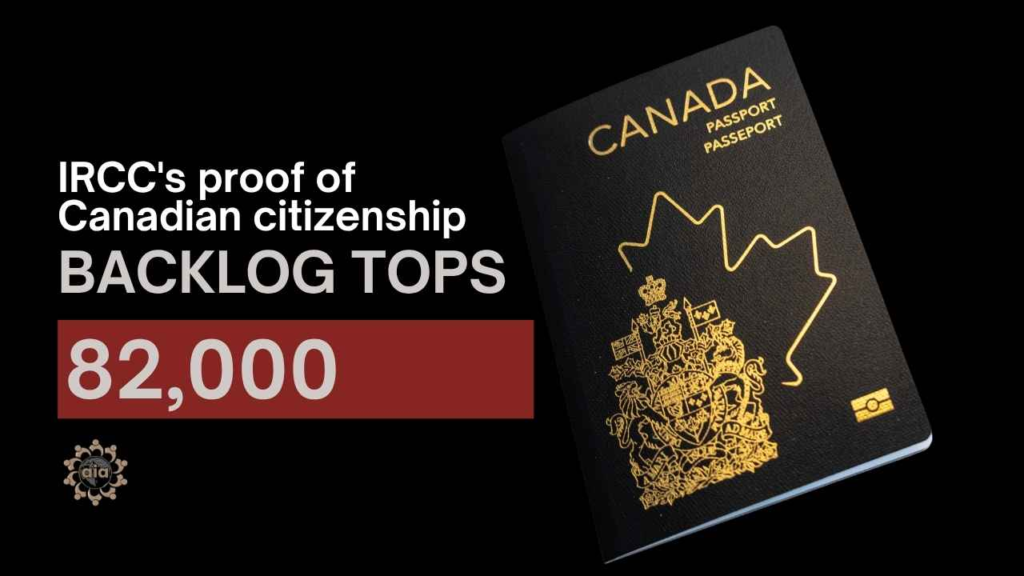 IRCC proof of Canadian citizenship backlog is 80,000+ with processing time 19+ months