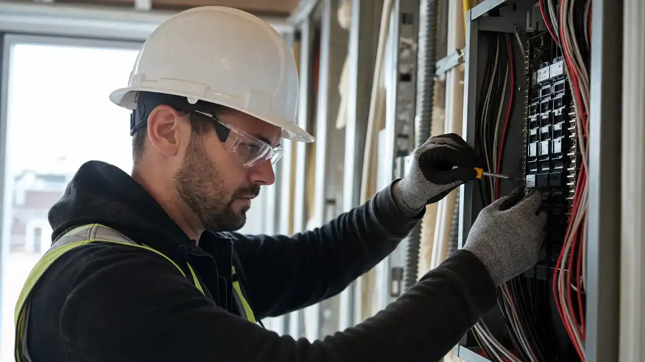 Electrician on a Charlottetown construction site applying through the PEI PNP