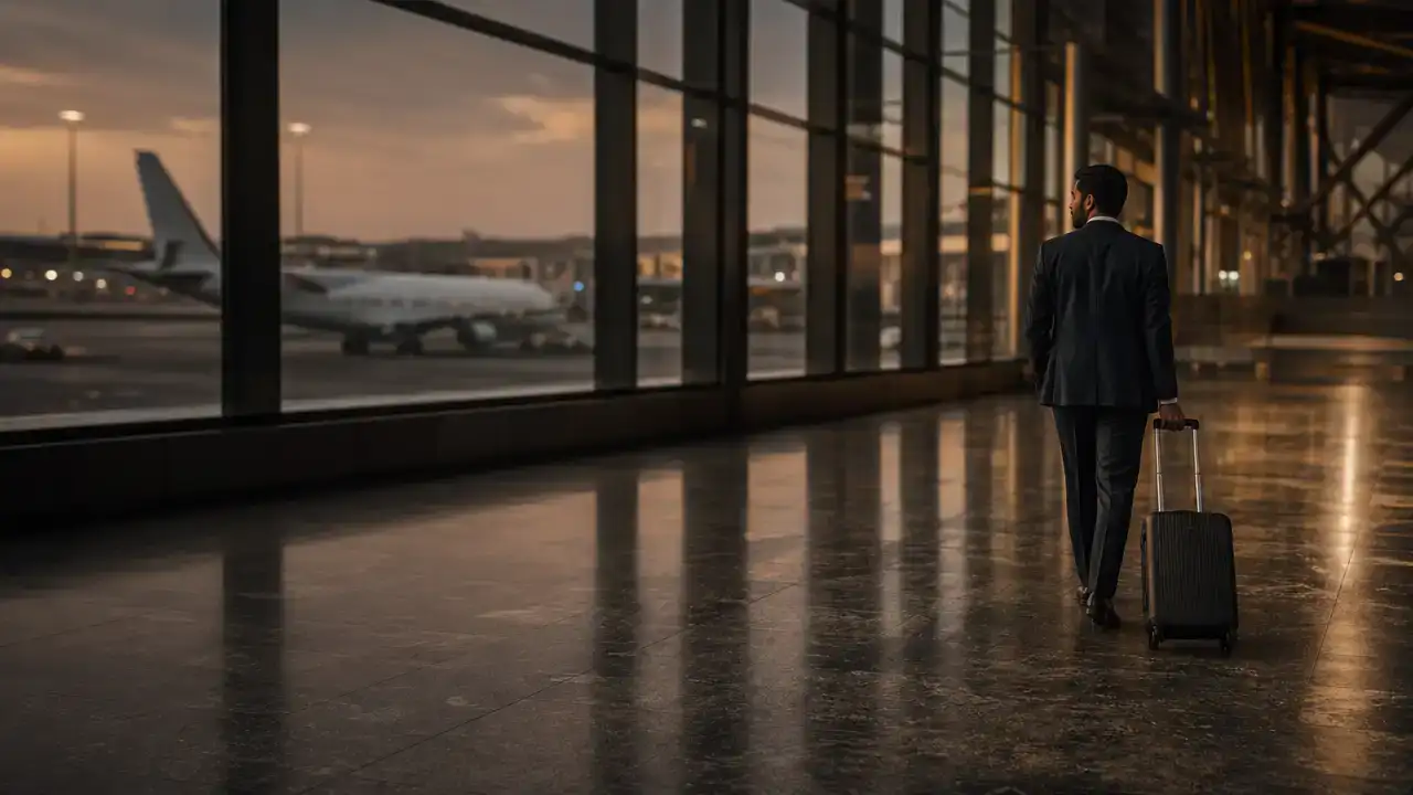 Traveller holding a passport in an airport terminal, after your citizenship certificate arrives