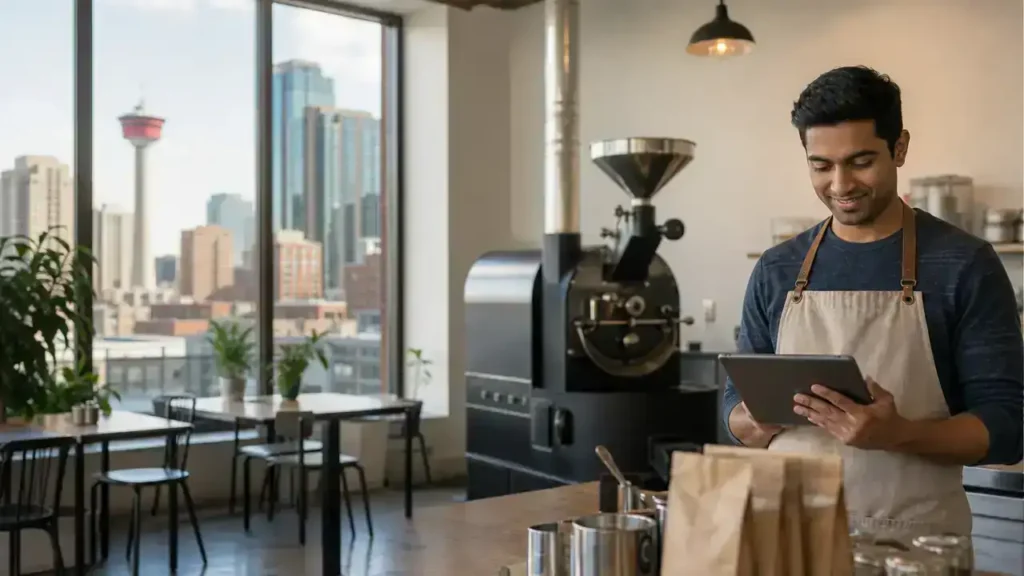 Graduate entrepreneur running a Calgary cafe under the Alberta Graduate Entrepreneur Stream