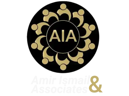 Amir Ismail & Associates logo with light text for dark backgrounds