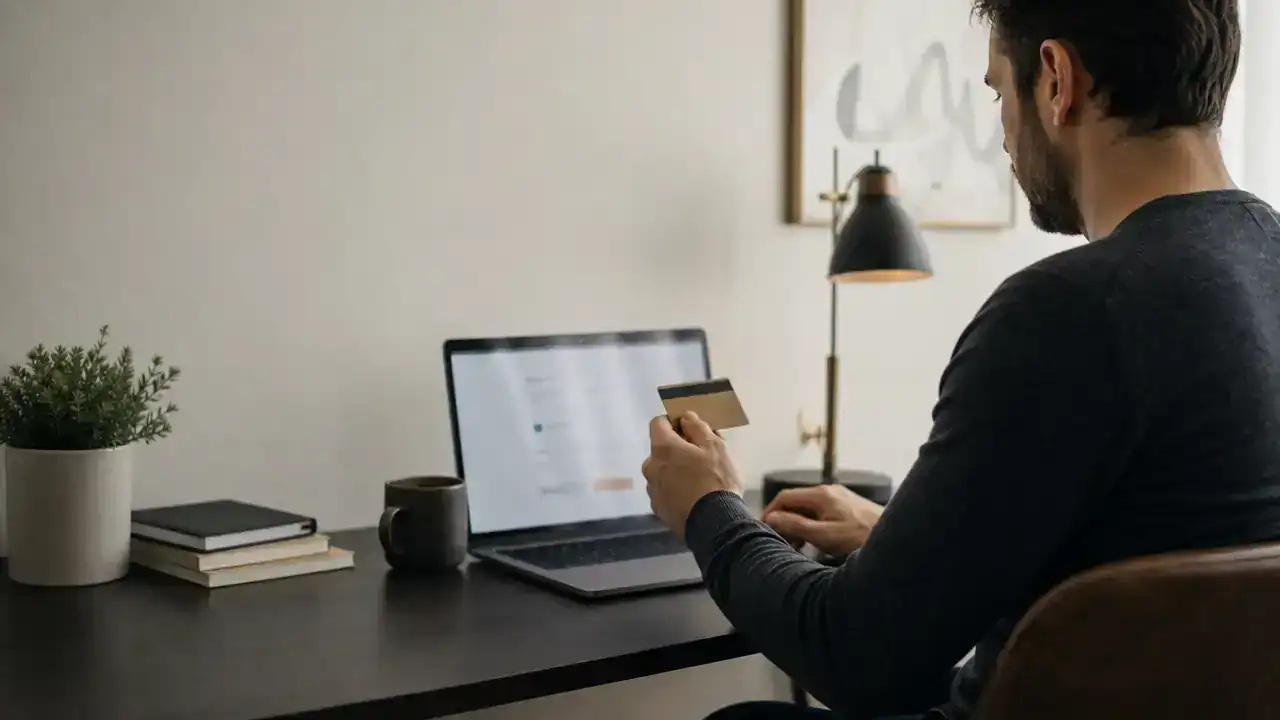 Person paying Canada PR fees online at a desk