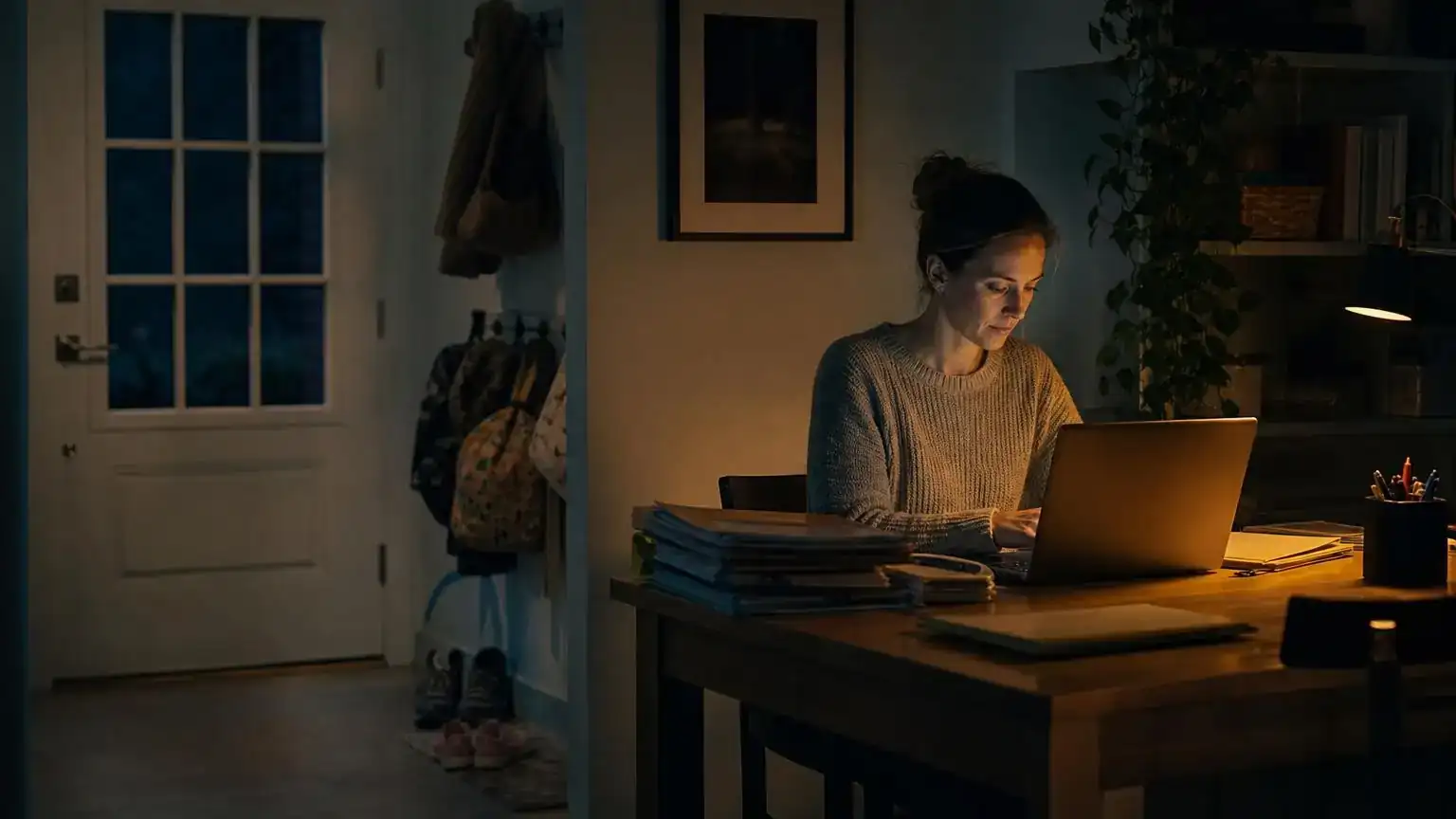 Woman uploading documents for her H&C application at home