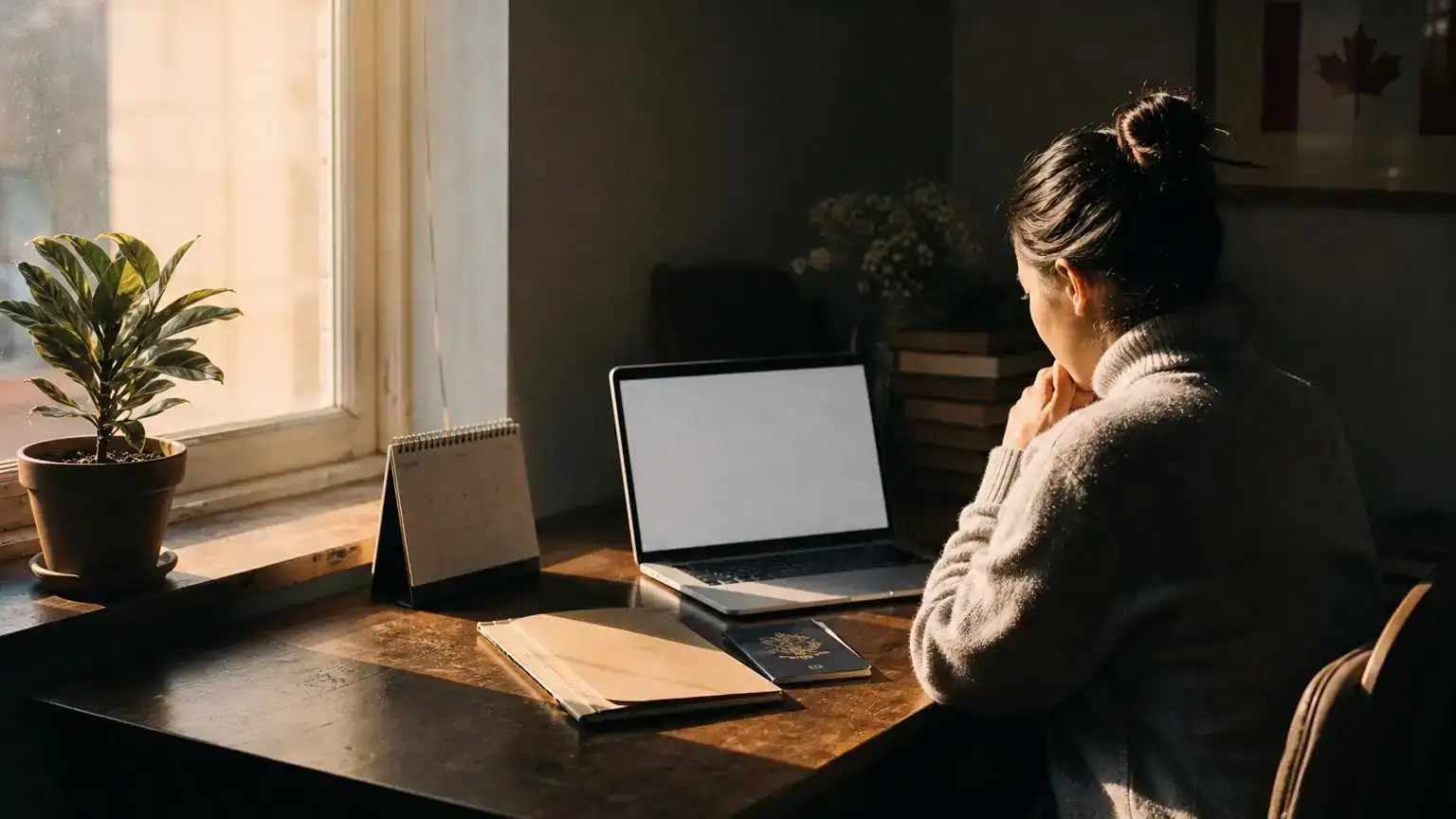 Person preparing documents and ID for a citizenship ceremony