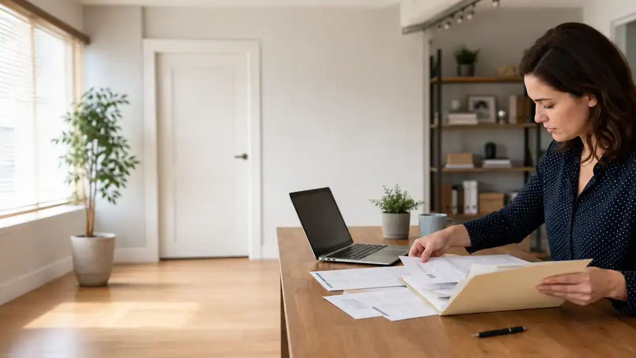 Worker organising reference letters and pay records to prove a NOC match