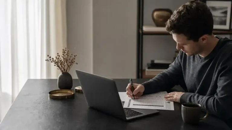 OINP Canadian earnings history points: reviewing an Ontario points calculator result at a desk