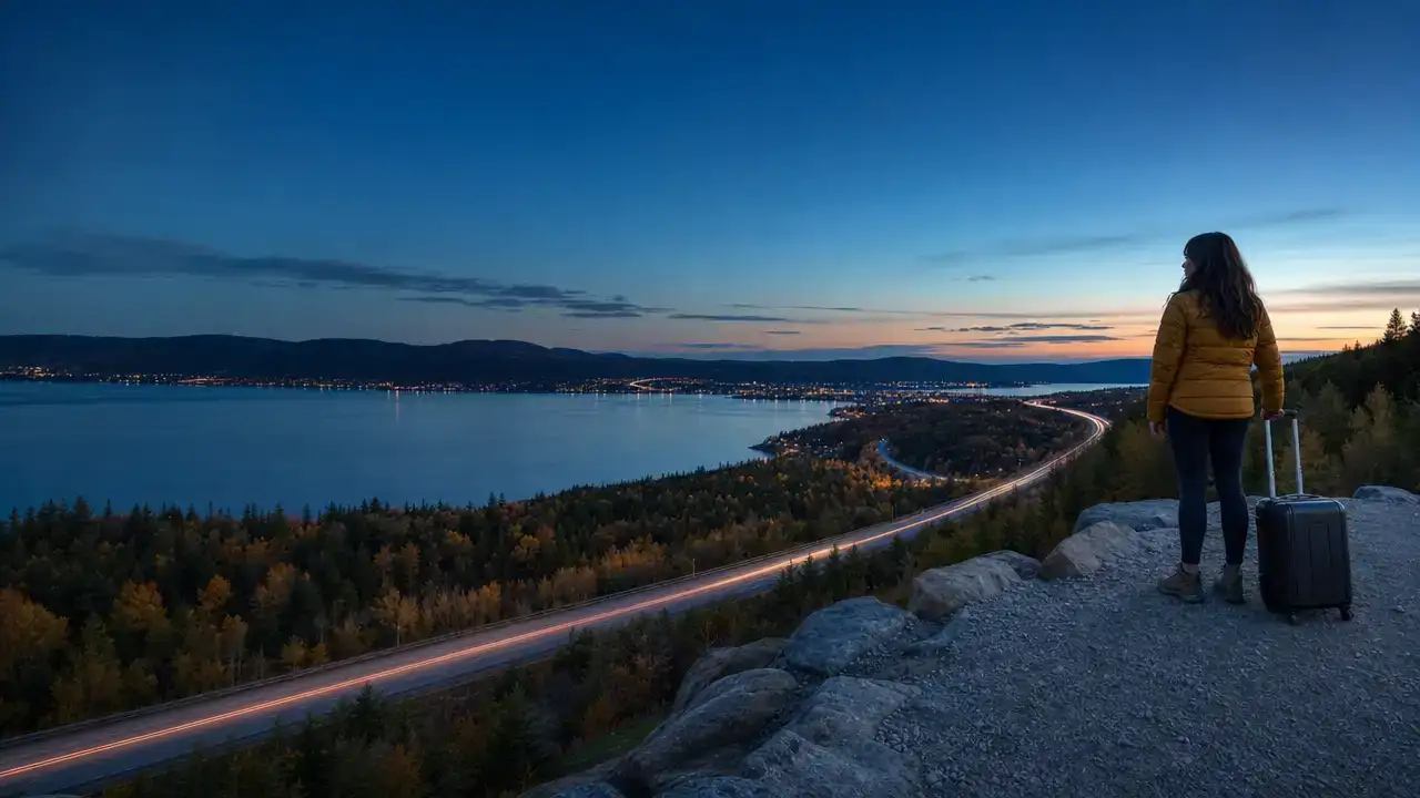 PNP draw cut-offs 2026: skilled worker on a Canadian highway at dusk