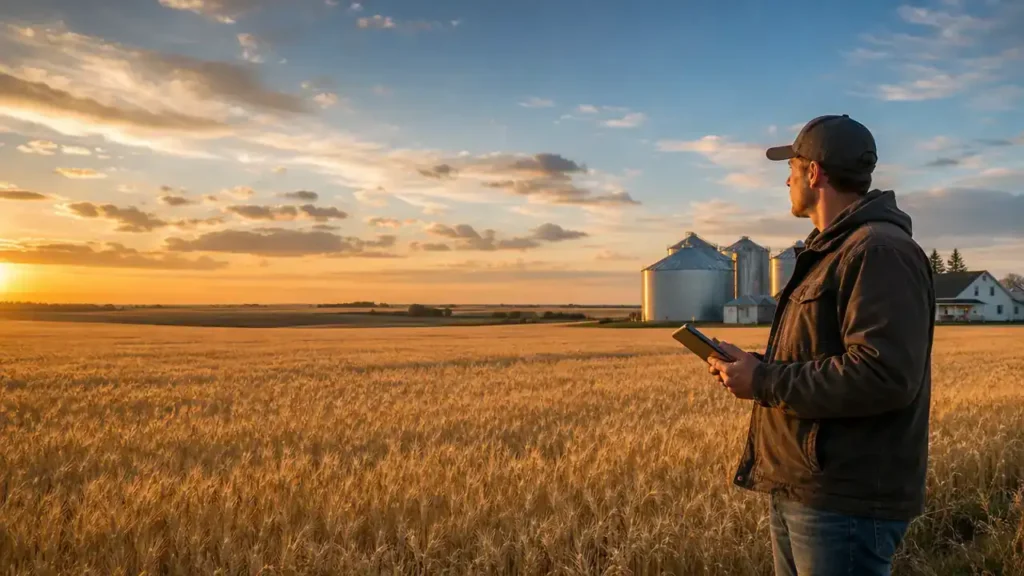 Prairie farm owner in a Saskatchewan wheat field, a route closed when the SINP Farm category ended