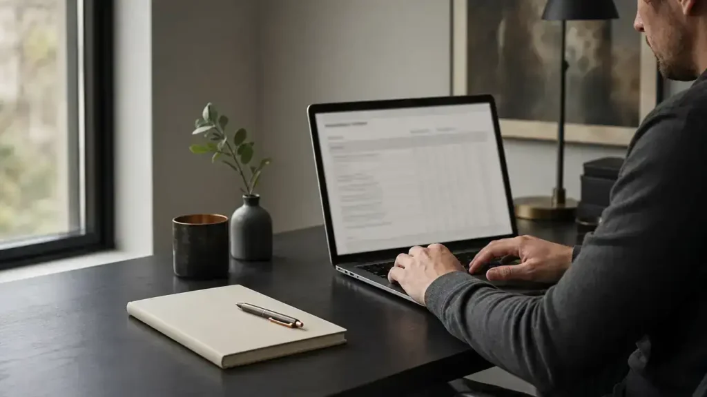 Person reviewing a scoring form for the SINP points calculator