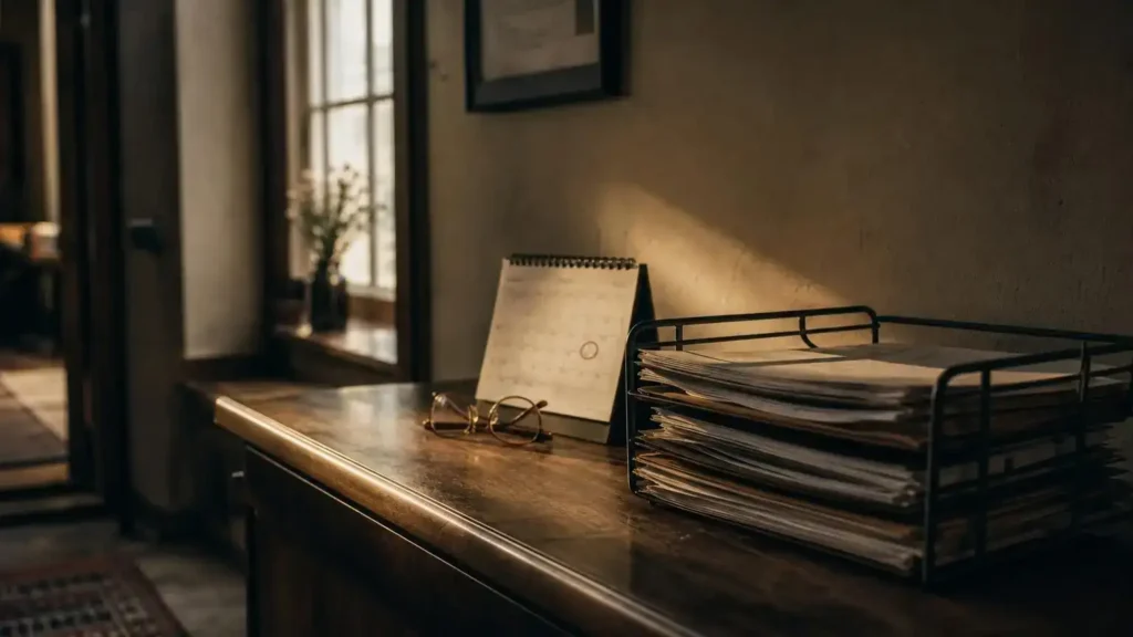 Papers and calendar on a desk while a family works out why their super visa refused