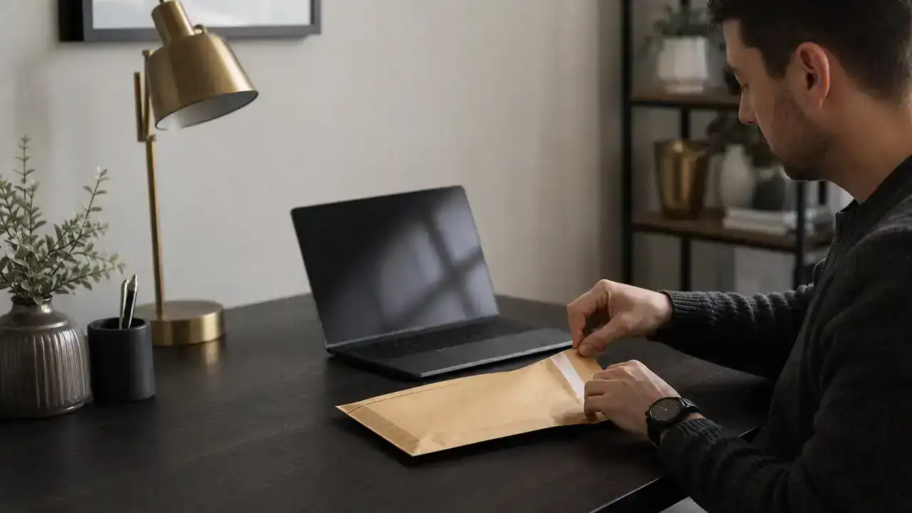Person preparing documents to courier to WES for an ECA