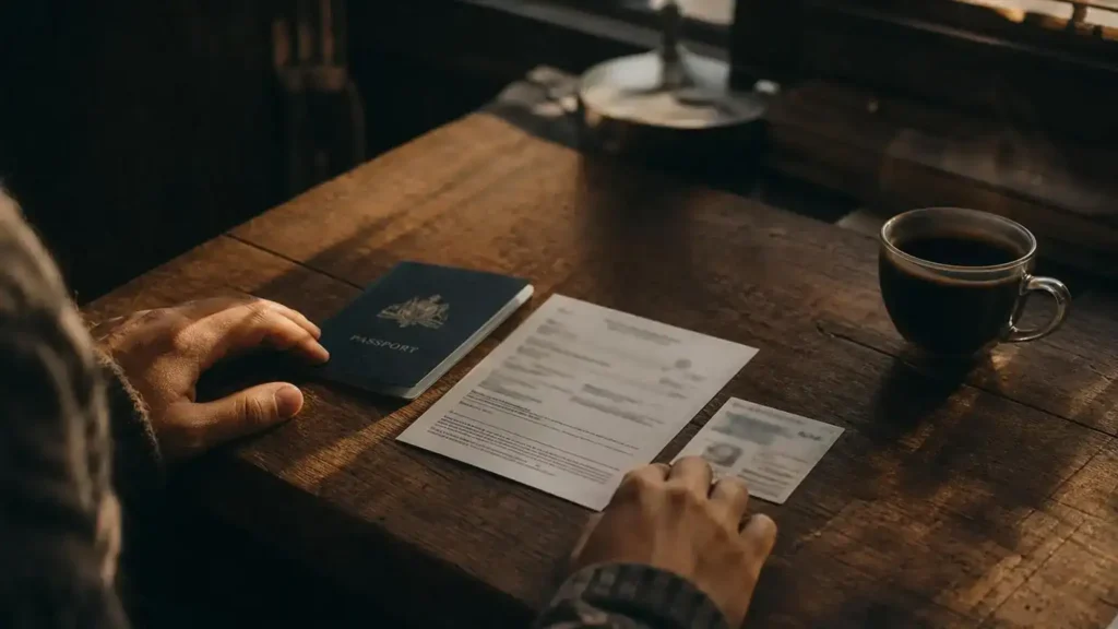Job offer and work permit documents laid out on a desk to choose the right permit