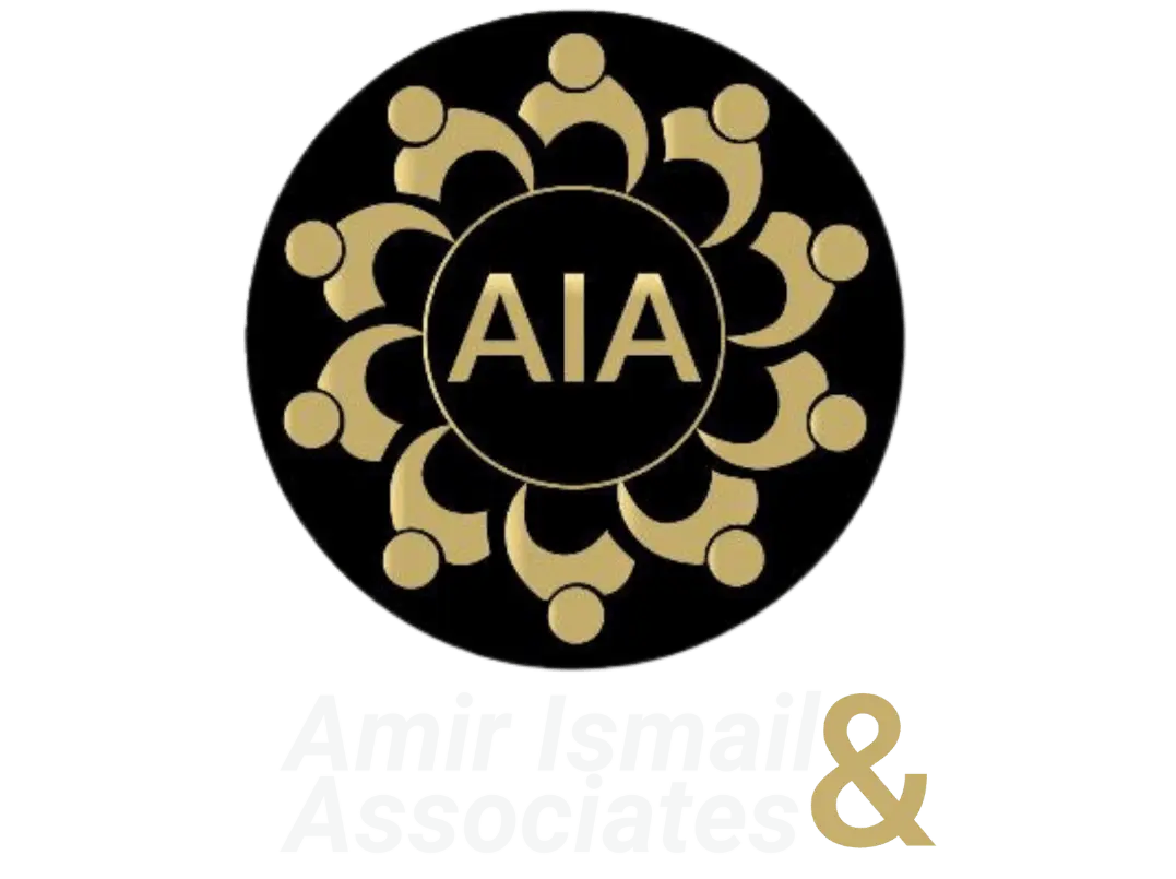 Amir Ismail & Associates logo with light text for dark backgrounds