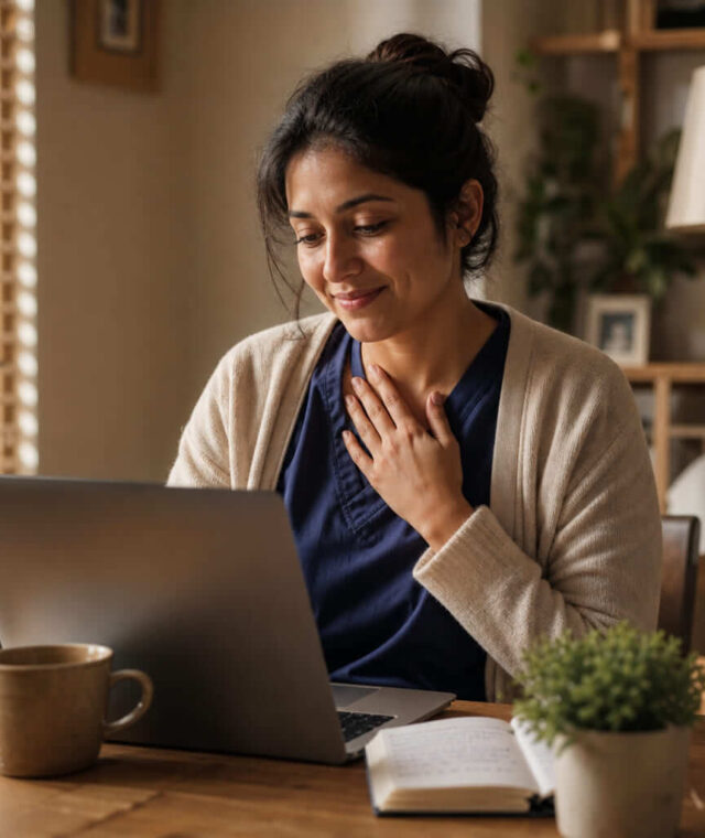 Healthcare professional reviewing her Express Entry invitation to apply after qualifying through Canada's category-based selection